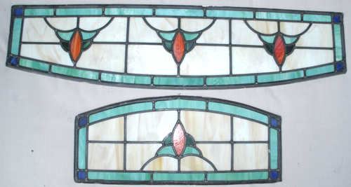 STAINED GLASS LEADED COLOURED PANELS VINTAGE ARCHITECTURAL SALVAGE X 2 - Picture 2 of 10