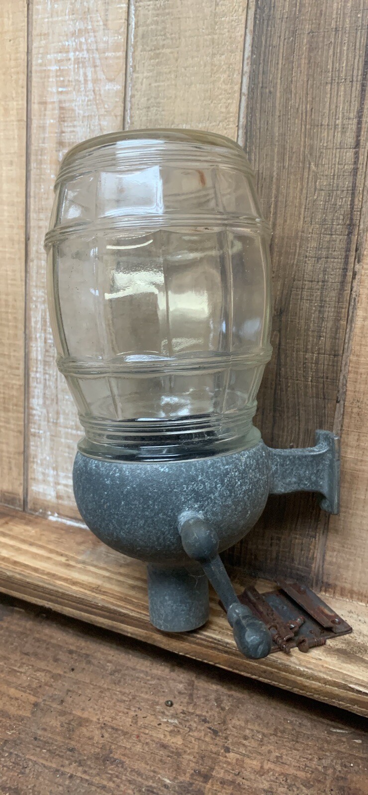 1930S Hand Dispenser With Hazelton Atlas Fruit Jar Steampunk Iron With Mount!!