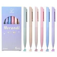 6 PCS Pastel Gel Pens Colored Ink 0.5mm Fine Point for Journaling Notes