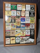 Vintage Whiskey Label Framed Lot Artwork ManCave 20x25”