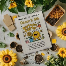 Personalised Kids Sunflower Seed Packets ECO Birthday Party Bag Filler