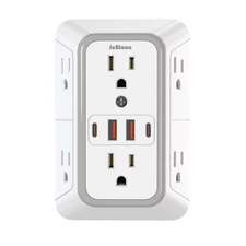 Us Plug Power Strip with 6 Ac Outlets 4 USB Port(2 Type C), Multi Socket Wall So