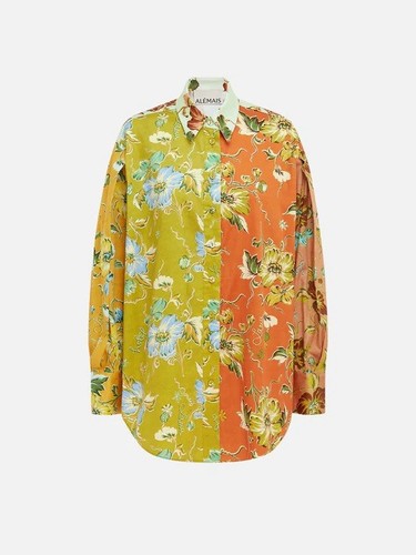 Alemais Hotel Lamu Spliced Floral-Print Organic Cotton Shirt - Size 8-10