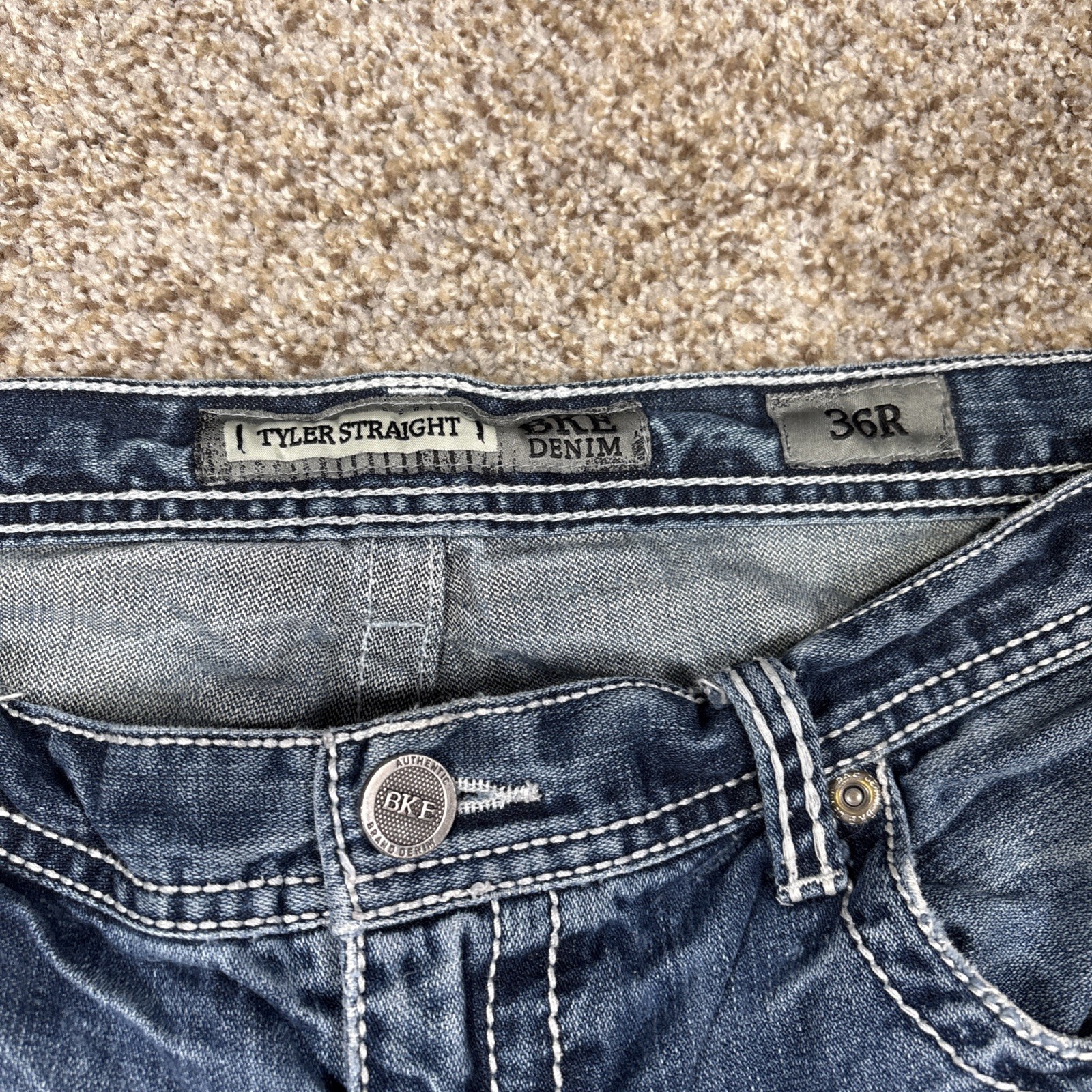 Men's BKE Tyler Straight Leg 36 R Denim Jeans 34x31 Frayed Hems - View 4