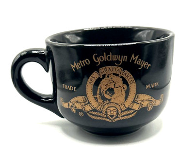 MGM 16 oz Metro Goldwyn Mayer Coffee Mug Tea Cup Soup Black and Gold Lion