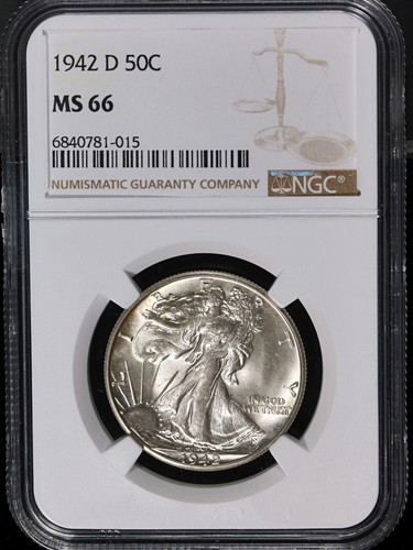 1942-D Walking Liberty Half NGC MS66 Blazing Gem Superb Eye Appeal - Picture 3 of 4