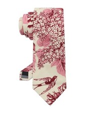 Mens Cotton Floral Ties 2.56" Skinny Print Flower Necktie for Blushing Peony