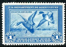 Scott # RW1 1934 Federal Duck Stamp Unused No Gum