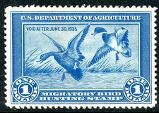 Scott # RW1 1934 Federal Duck Stamp Unused No Gum