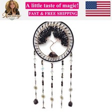 Crystal Tree of Life Dream Catchers with Stone Pendant Black Dream Catcher Wa...