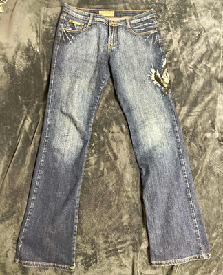 Miss Me y2k eagle style Damen Jeans Bootcut Gr. 40 Blau bestickt