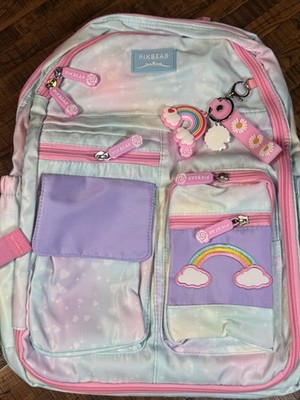 PIKBEAR Toddler Backpack Baby Carrier Pastel Rainbow Hearts Pink Straps