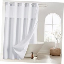 No Hook Hookless Shower Curtain with Snap 71"W x 74"L Pack of 1 Pure White