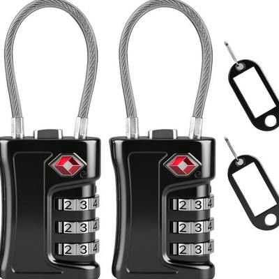 TSA Gepäckschlösser 2er-Pack 3-stellig Kombinationsschloss Reiseschloss