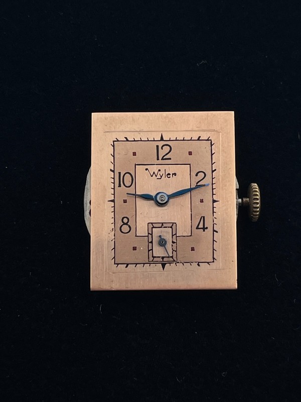 Vintage Wyler 15 Jewels Mechanical Wristwatch Movement with Coral Dial - RUNS!