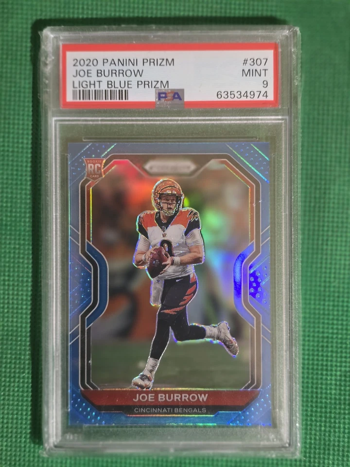 2020 Prizm Joe Burrow azul claro estampa curta #307 PSA 9 novato - Imagem 3 de 4