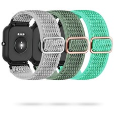 3 Pack Stretchy Nylon Watch Bands 22mm Adjustable Replacement Strap for Smartwat
