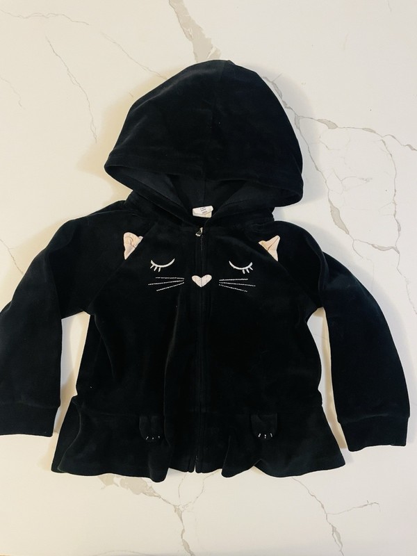 Gap Cat Kitty Velour Sweatshirt Hoodie Girls Size 4T