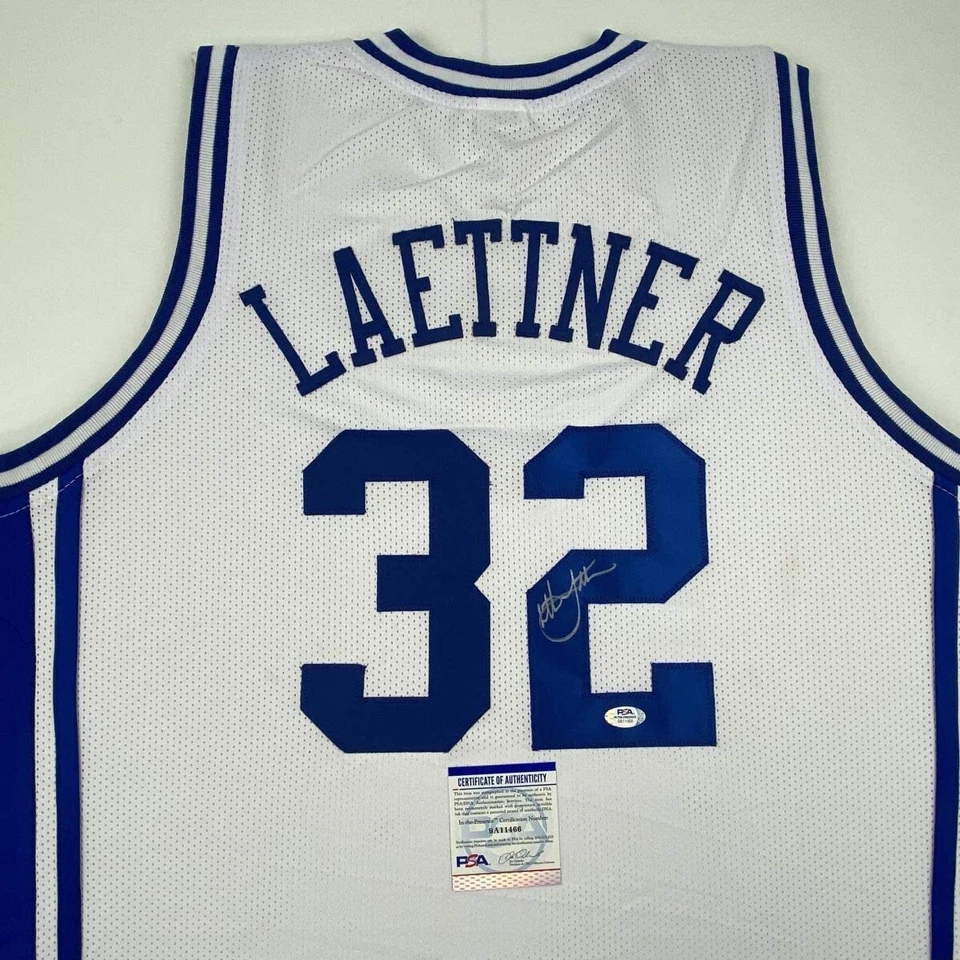 Autographed/Signed CHRISTIAN LAETTNER Duke The Shot White Jersey PSA/DNA COA - Image 2 of 4