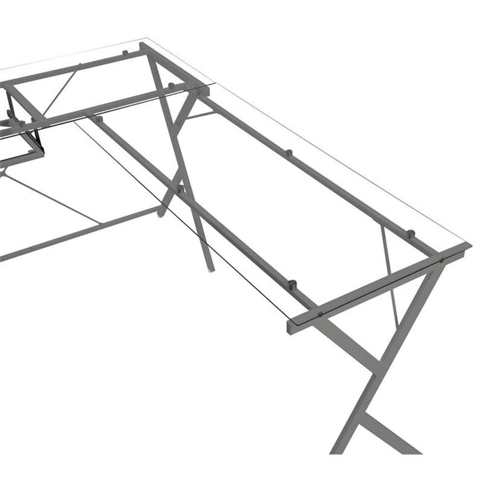Escritorio para computadora ACME Demas con tapa de vidrio con soporte para computadora en transparente y plateado Foto 4 de 4