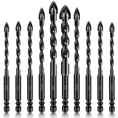 10pcs Masonry Drill Bits Set Concrete Drill Bit Set For Tile Brick Glass Plastic