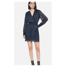 NWT The Kooples Metallic Navy Long Sleeve Mini Dress $415
