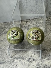 Frankoma Monogram Salt & Pepper Shaker Set - Prairie Green - ADA Clay