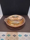 Vintage Indiana Killarney Amber Carnival Glass Divided Relish Nut Dish Bowl 8.25