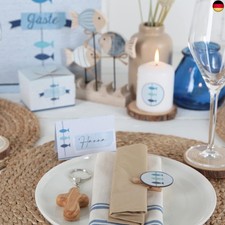 Logbuch-Verlag 100 Tischkarten 3 FISCHE blau weiß maritim türkis Namensschilder 