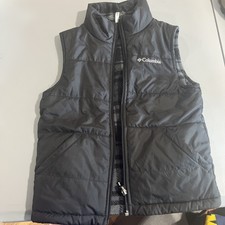 Columbia Black Puffer Vest Reversible Fleece Lined Youth S