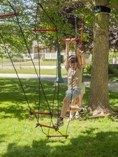 Slackers Deluxe Ninjaline Kit 56 ft with 9 Hanging Obstacles - Best Outdoor N...