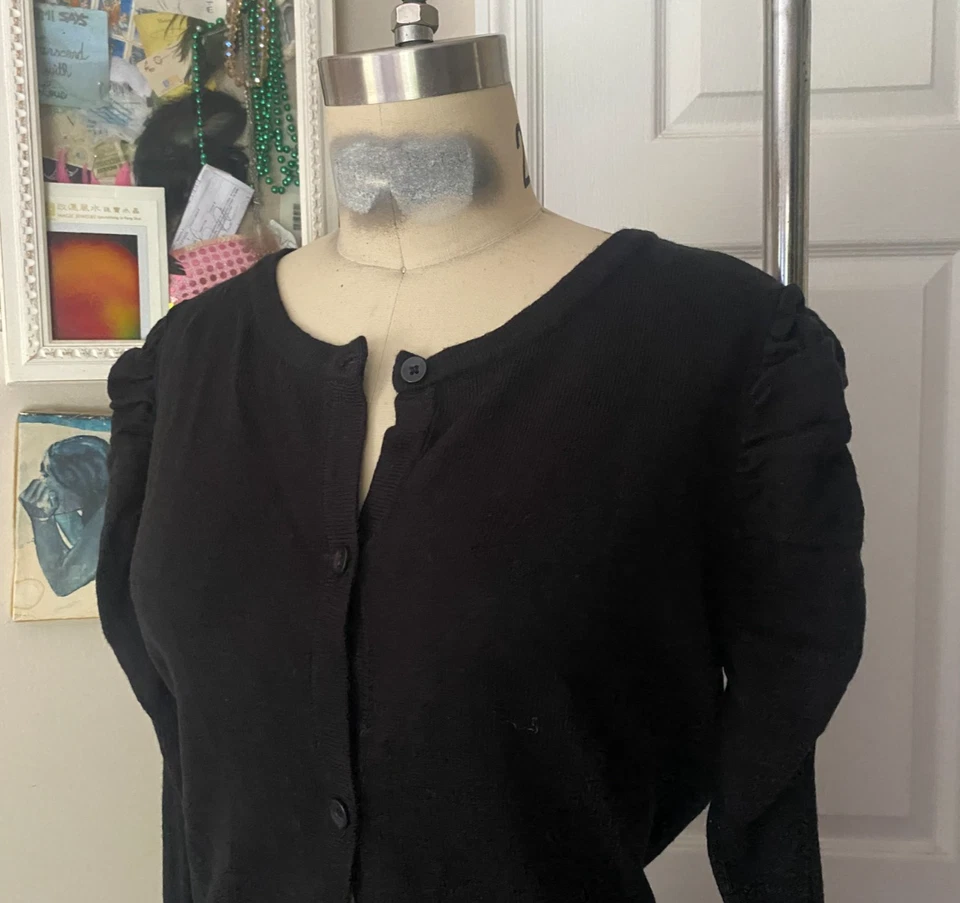 ATENCIÓN lote 2 suéter cárdigan abotonado tejido elástico gris negro *MEDIANO* B134 Foto 3 de 4