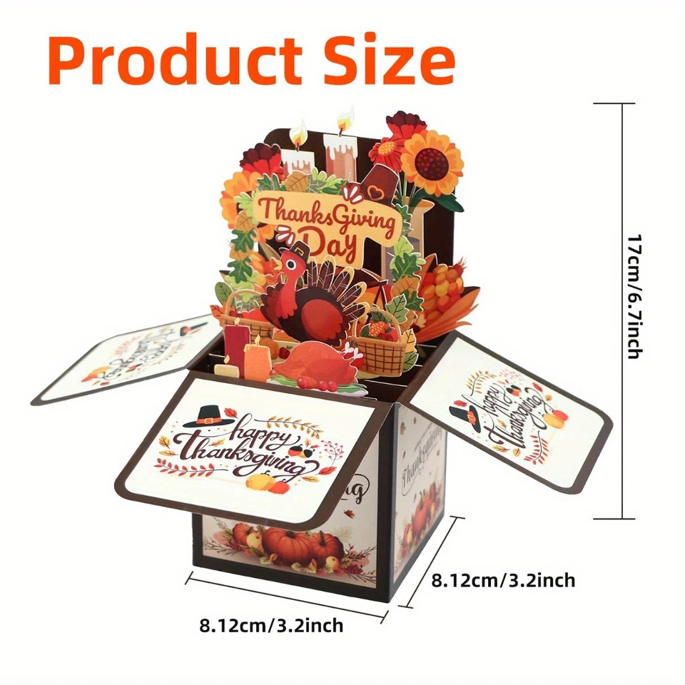 Thanksgiving Pop-Up Turkey Card - Autumn Harvest Greeting Card With 3D Design US - Image 4 of 4
