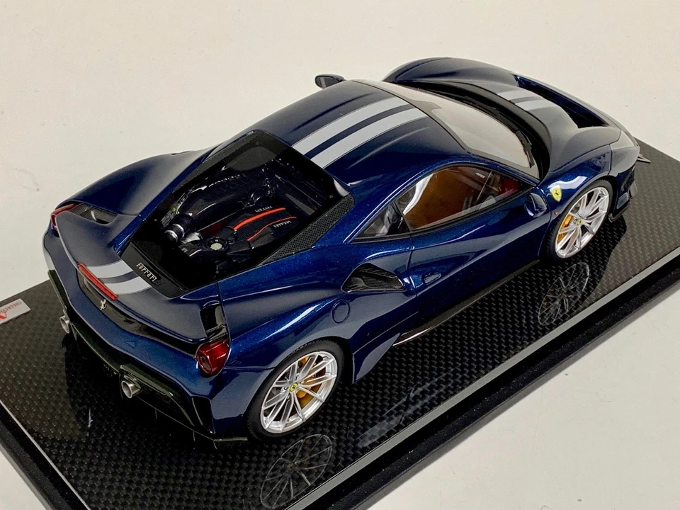 1/18 MR Collection Ferrari 488 Pista TDF Blue / Silver Stripe  #01 of 49  FE025E - Image 3 of 4