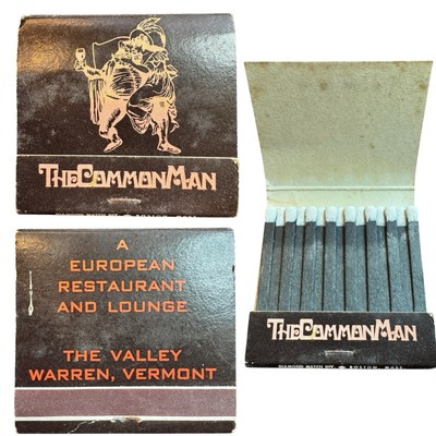 Vintage Common Man Matchbook Warren Vermont European Restaurant Full Book