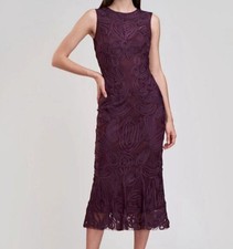 JS Collection Women's Purple Meli Soutache Tea Length Dress Size 8