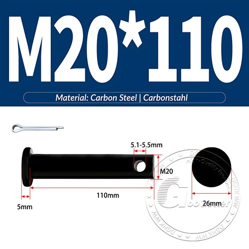 Pasador de horquilla negro pasador de bisagra pasador de retención pasador de aparejo métrico de acero al carbono M4-M30 - Imagen 170 de 201
