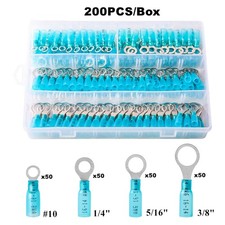 200X Ring Eyelet Heat Shrink Wire Connectors Terminals Kit 16-14AWG GA Gauge