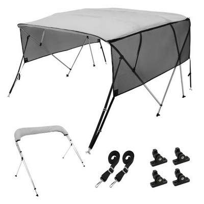NEW VEVOR 4 Bow Bimini Top Boat Cover,Detachable Mesh Sidewalls,600D Polyester C