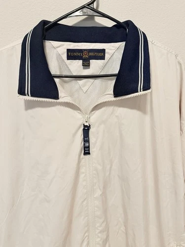 Tommy Hilfiger Vintage Men's White Full Zip Windbreaker Jacket  Big & Tall 2XL image 2