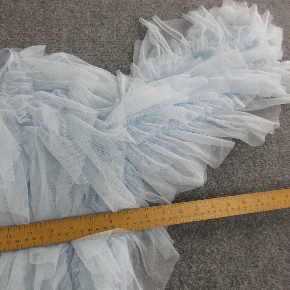 Anthropologie Jacket Womens Small Petite Blue Tulle Ruffle Sheer Capelet - Image 4 of 4