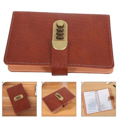 Money Saving Budget Binder with Lock Light Brown Portable Cash Organizer
