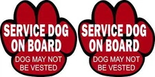 Service Dog on Board Paw Print Stickers Car Truck Vehicle Bumper Decal