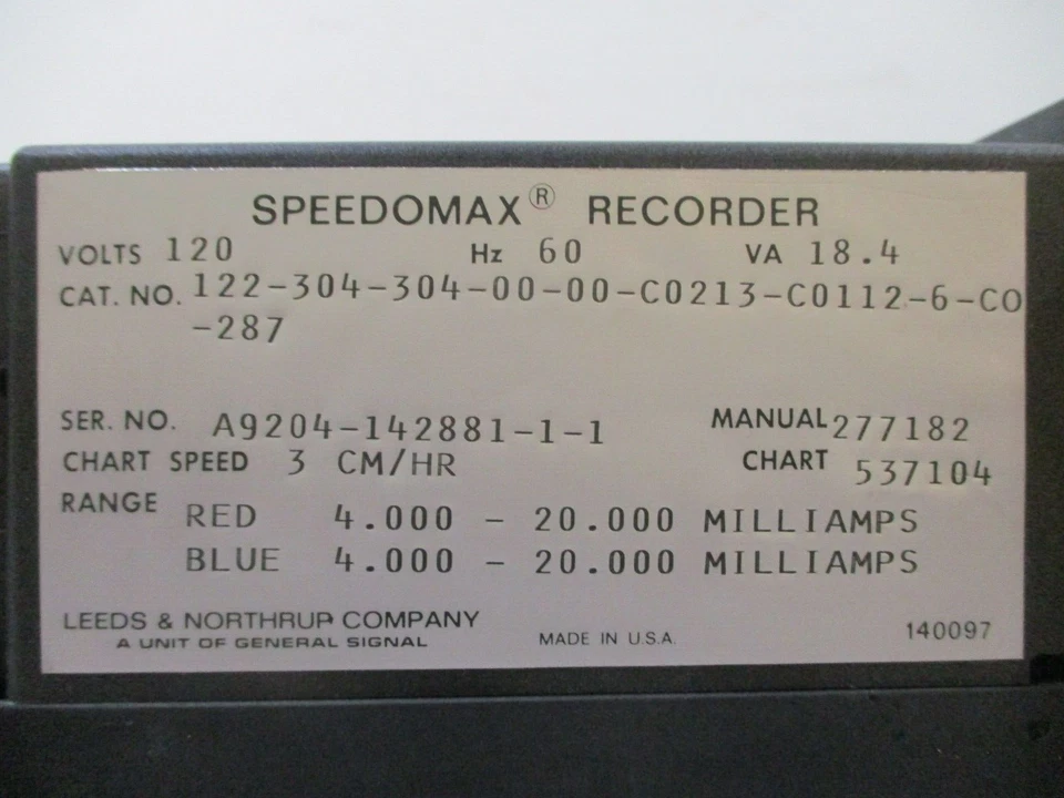 Leeds & Northrup 122-304-304-00-00-C0213-C0112-6 Speedomax Chart Recorder 120V - Image 4 of 4