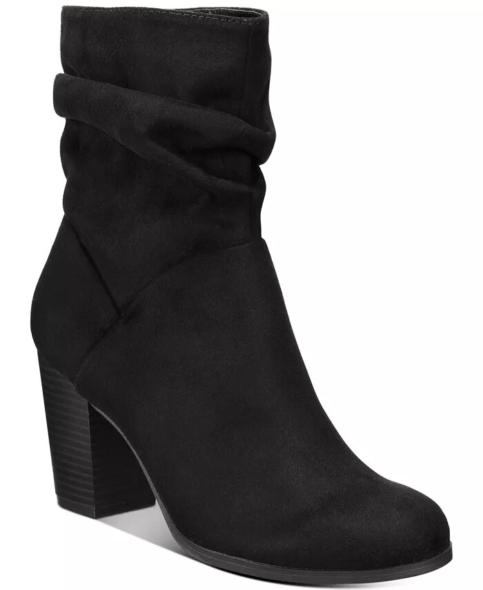 Material Girl Womens Midory Faux Suede Heels Dress Boots Black Micro Size 8  NWOB