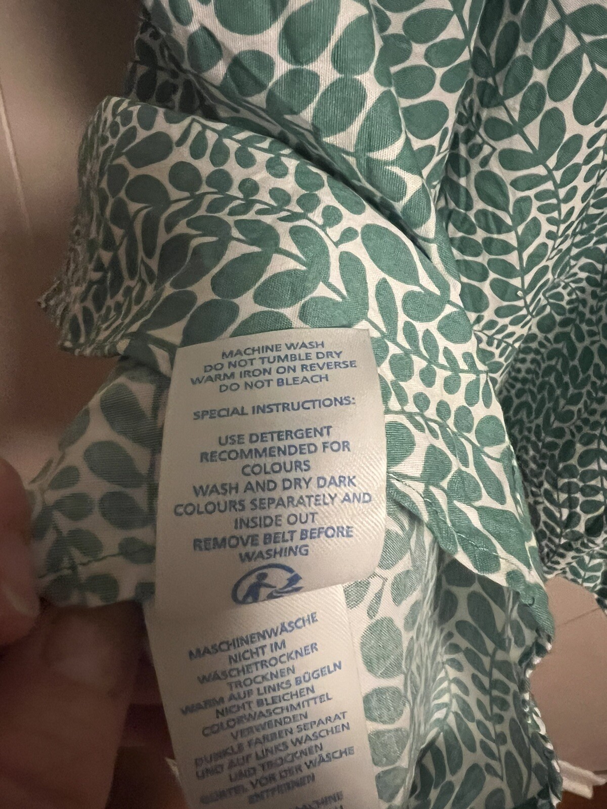 Boden UK8R  US 4R Sophia Shirt Dress Green Leaf Pattern butron down pockets image 6