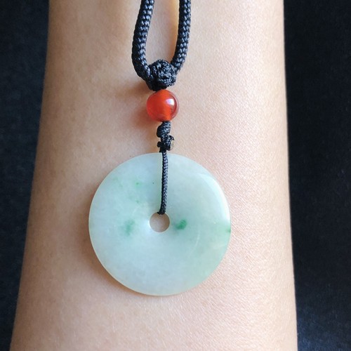Jade Donut Pendant Necklace Grade a Jadeite Banging Bead Rope Necklace - Picture 12 of 12