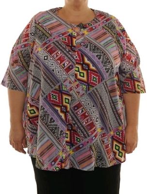 We Be Bop Keyhole Swing Top  BOPtops  All Cotton Plus Size Woven Art 0X to 6X