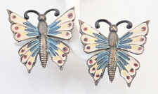 Vintage Enamel Butterfly Sterling Silver Earrings