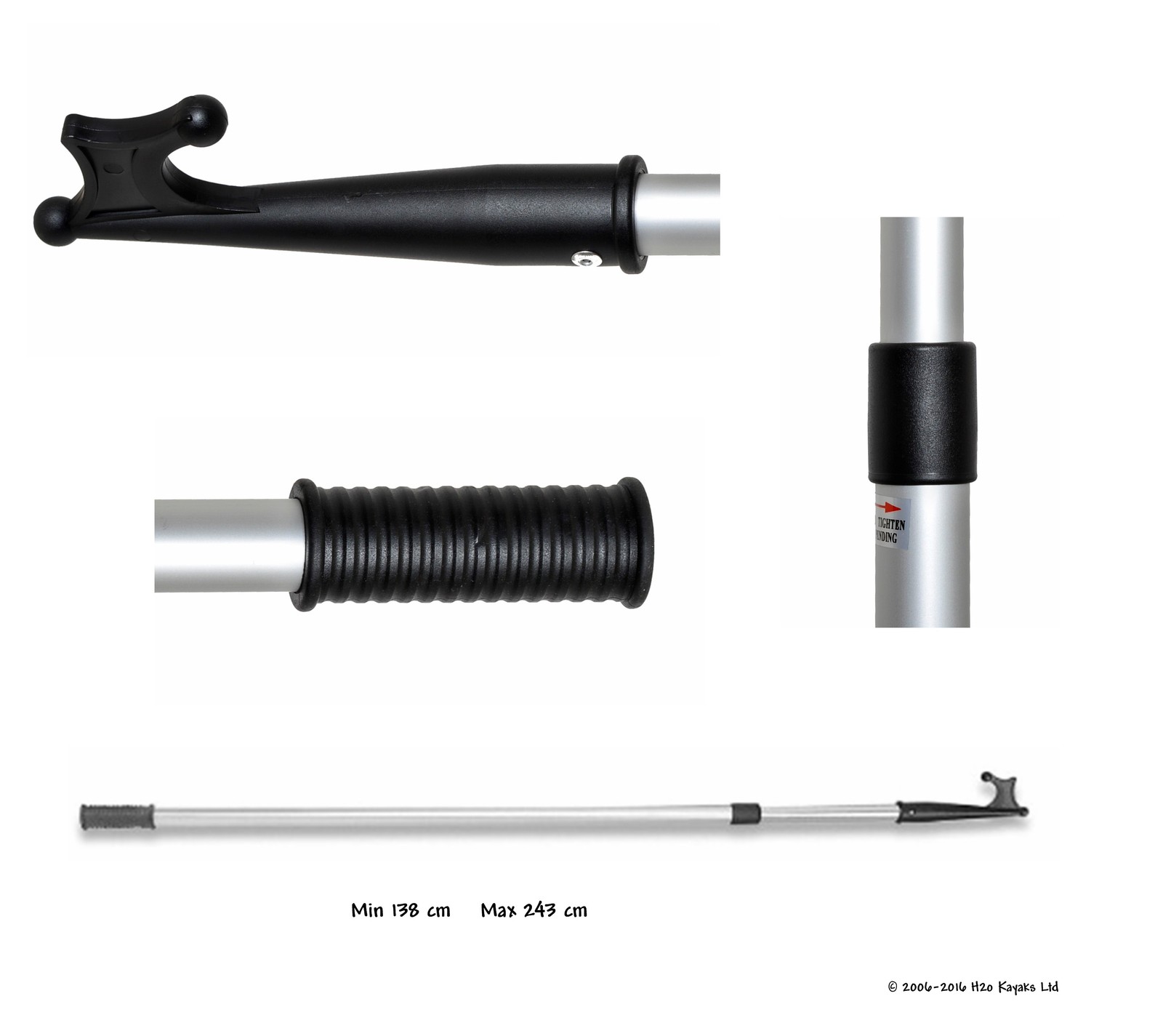 H2o Floating Telescopic Aluminium Boat Hook extends from 138cm to 243cm Value.